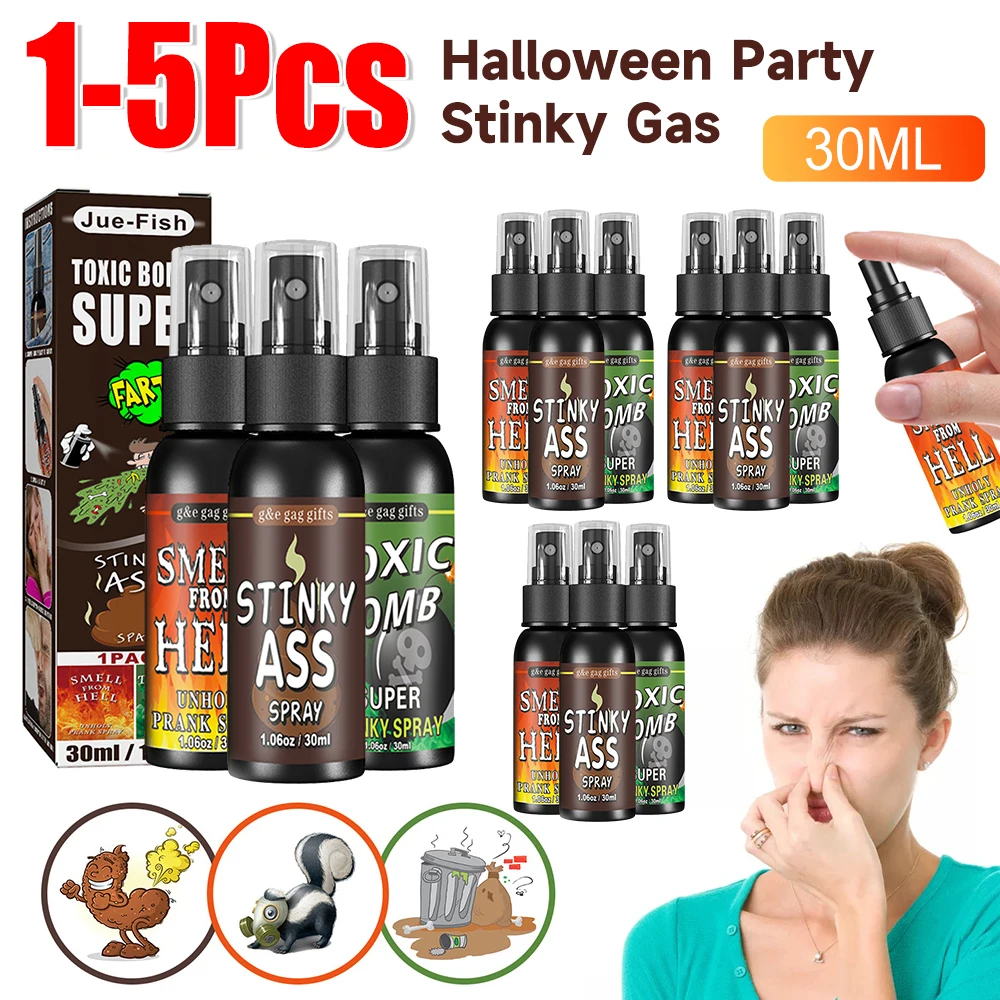 1-5 SZTUK 30ML Halloweenowe Rekwizyty Płynny Spray w Puszce Bomba Zapachowa Spray do Pierdzenia Dowcip Żart Nieświeży Gniotek Halloweenowa Impreza Śmieszne Akcesoria