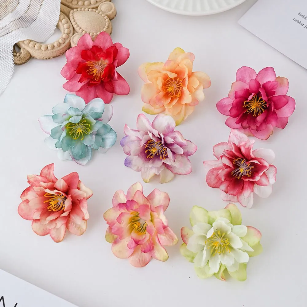 

10/20pcs Silk Artificial Flower peony Hot sale christmas Wedding bridal bouquet Home Garden wreath Festival DIY hairpin gift box