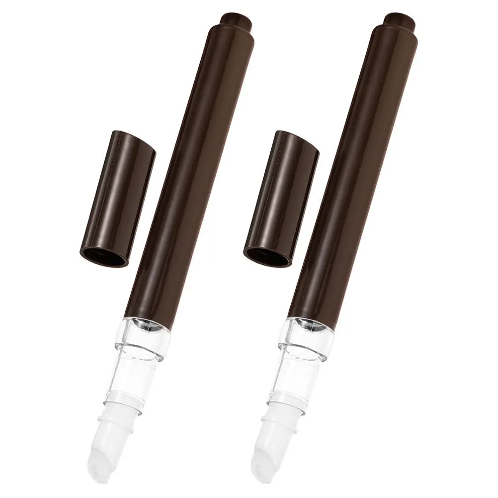 2Pcs Lip Gloss Tube Refillable Coffee Color Window Design Portable Applicator for Cuticle Oil Nail Polish Gel Teeth Whitening