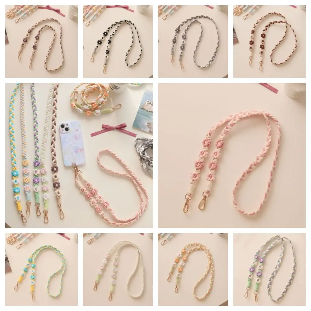 

Handmade Flower Woven Chain Lanyard Anti-Lost Woven Daisy Flower Hanging Chain Knitted Colourful Bag Braided Rope Dating