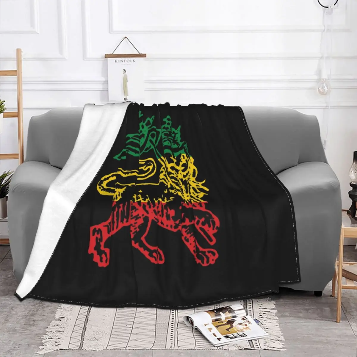 Fleece Lion Of Judah Flag Ethiopia King Selassie Rasta Throw Blanket Warm Flannel Ethiopia Blankets for Bedding Office Couch