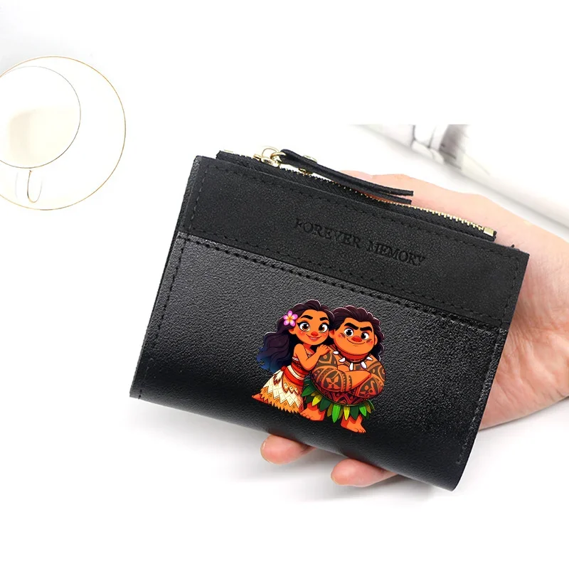 Moana Wallet Short Coin Purse Printing A-Z Letters Card Holder Handbag Ladies Small Wallets Female Hasp Clutch Money Bag Gifts