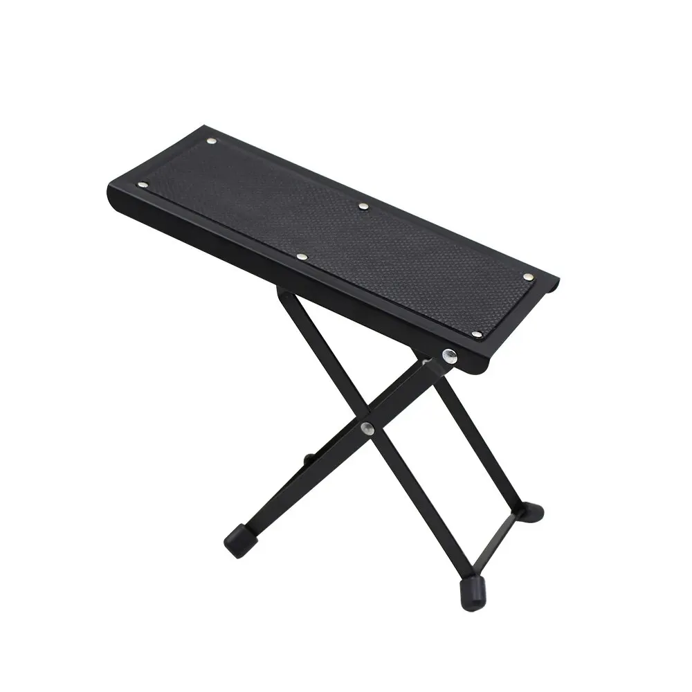 Guitar Foot Stool 4 Position Height Adjustable Foldable Guitar Pedal Foot Rest Step Footstool Black for Guitar Pedal Accessories