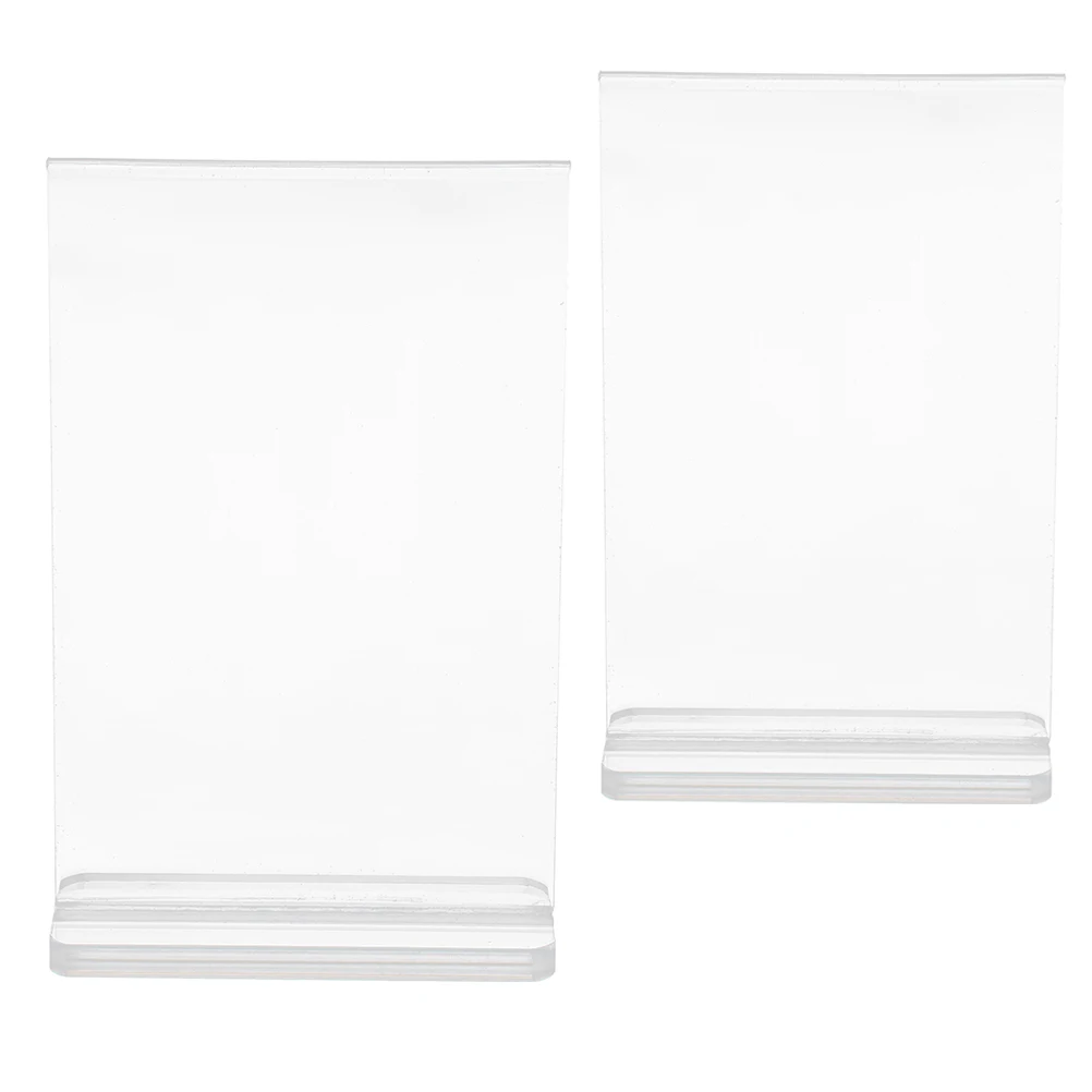 

2pcs T-Shaped Acrylic Display Rack Menu Holder Dual-sided Table Signs Clear Sign Holders Document Stand Poster Frame