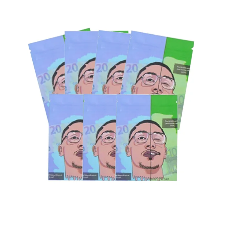 Geruchsdichte Tasche für Kekse, Süßigkeiten, Siegel, Mylar-Beutel, Cartoon-Lebensmittel, Gewürzpulver, Aufbewahrungsbeutel, Aluminiumbeschichtung, wasserdichte Reißverschlusstaschen