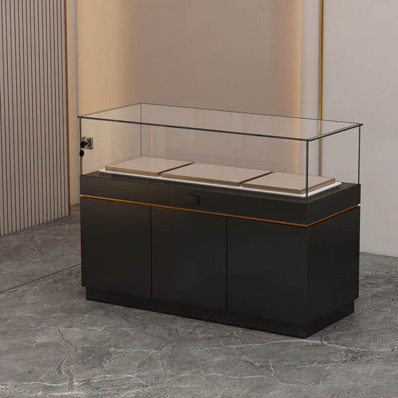 Benutzer definierte, hochwertige Einzelhandel geschäft Schmuck Glas Display Zähler Design Schmucks chrank Geschäft Möbel Vitrine