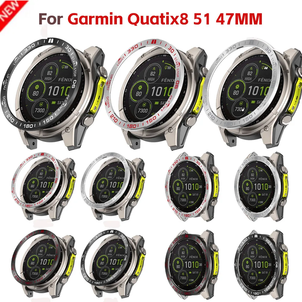 Racing Bezel Ring Cover for Garmin Watch Quatix8 51 47mm Stainless Steel Bumper Case Protector Replacement Accessories