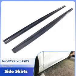 Car Side Skirts Extenstions Carbon Fiber for Volkswagen VW Scirocco R GTS 2009-2016 Side Door Bumper Apron Lip Skirt FRP