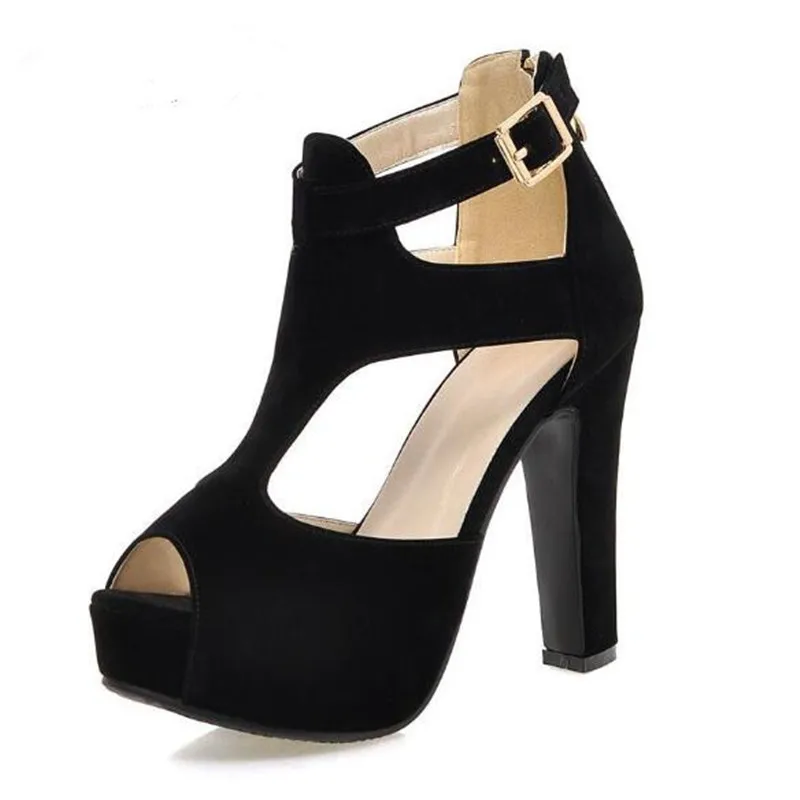 

Повседневные женские сандалии на платформе, замшевые туфли на высоком массивном каблуке 12 см, летние туфли с пряжкой и молнией для свадебной вечеринки, женские сандалии с открытым носком