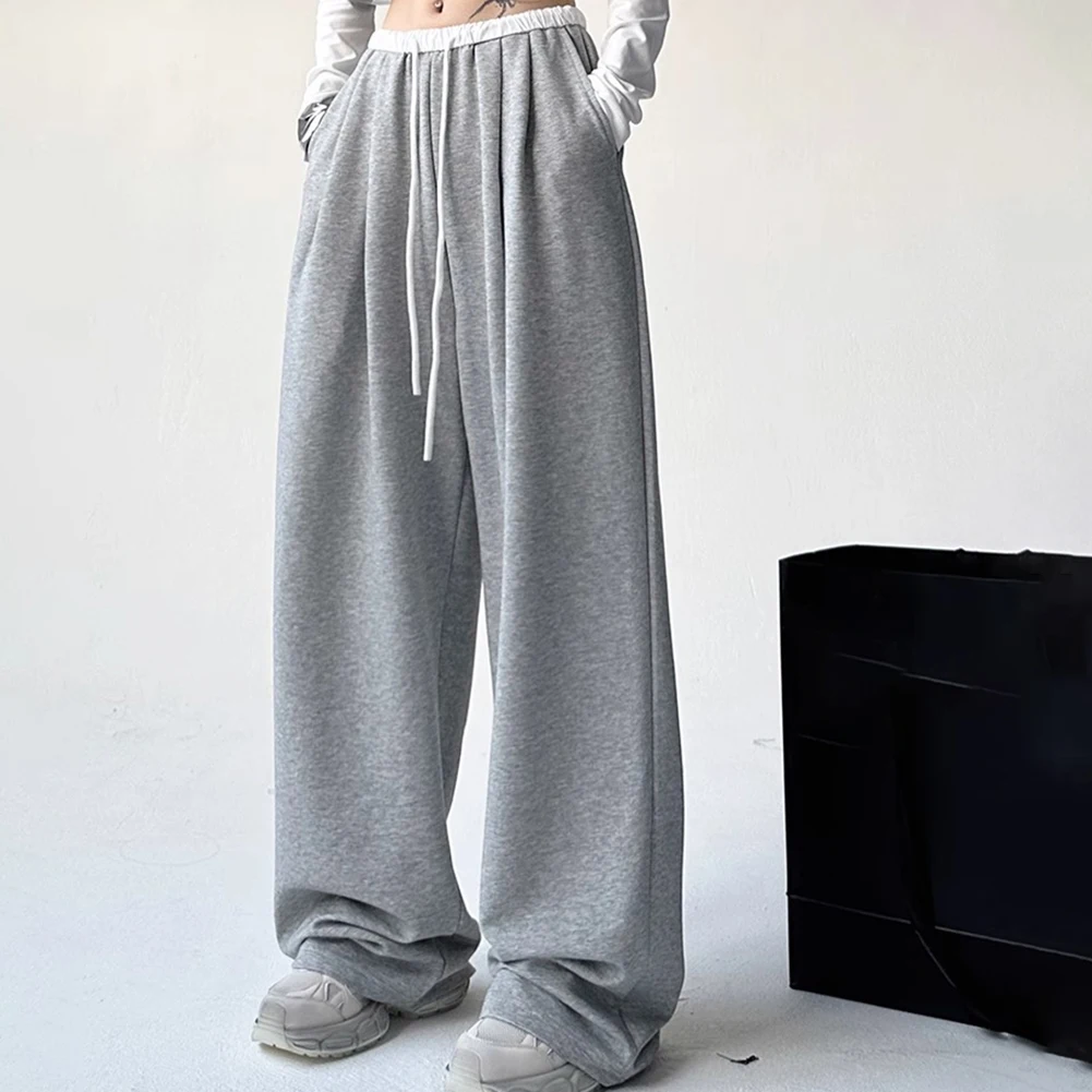 ملابس يومية سراويل فضفاضة للركض سراويل بوليستر مقاس XL سراويل رياضية نسائية طوال الموسم سراويل ذات طراز أساسي بلون واحد