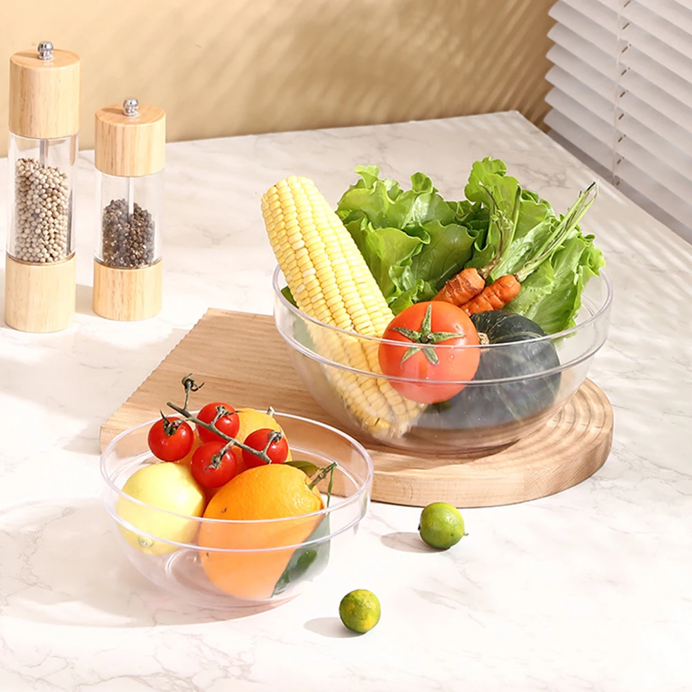 

4pcs 17CM Plastic Salad Bowls Lightweight Stacking Kitchen Food Noodle Mixing Mixing Serving Bowl Reusable Container
