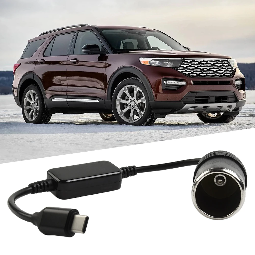 Convert Power from Type C Port to 12V Car Power Socket Suitable for Driving Recorder GPS LED Lining Strip 30cm Cable