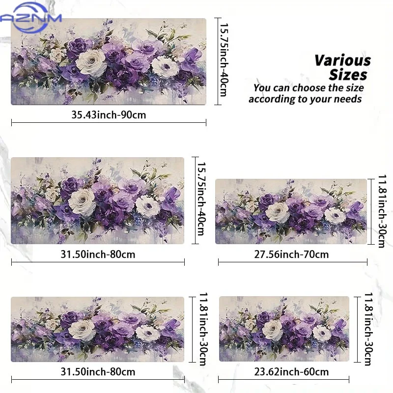 Purple White Floral Mouse Pad, Rubber Material, Multiple Specifications Available, Dreamy Delicate Atmosphere, Ideal for Program