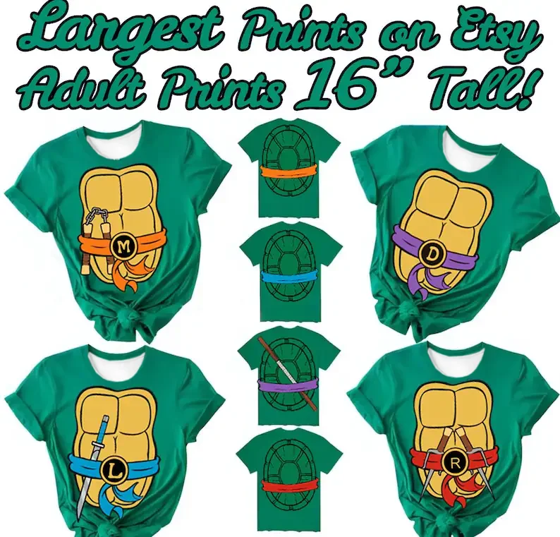 

Childhood memories! Retro cartoon four-color headband-style short-sleeved sportswear T-shirt, full cartoon turtle shell, 3D weap