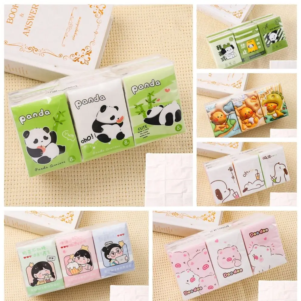 9 Packs Capybara Zakdoek Papier 3Ply Zachte Panda Cartoon Zakdoek Papier Huidvriendelijke Reiniging Capybara Periferie