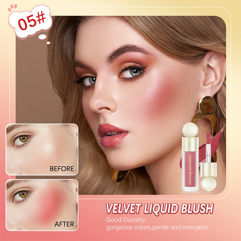 Colorete líquido de larga duración para maquillaje ligero y Natural, aspecto duradero, colorete líquido de moda, pigmento de terciopelo, colorete lakerain 4