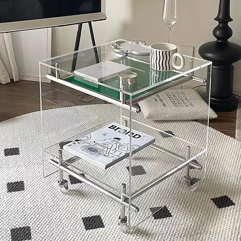 

Minimal stainless steel Bauhaus bedside table coffee table removable storage rack