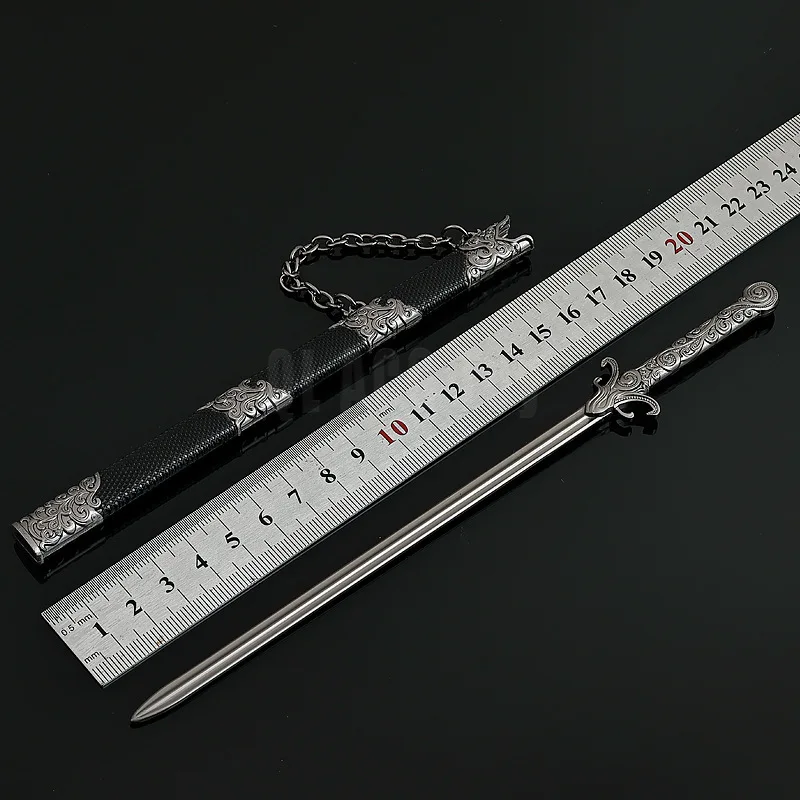22 centimetri Pei Min Spada Cinese Armi Fredde in Metallo Antico Gioco Modello Periferico Spada Accessorio Ornamento Collezione Giocattolo per Il Ragazzo