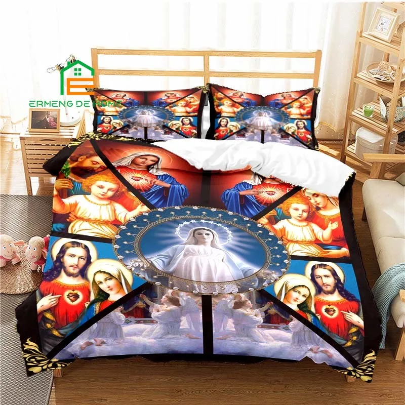 Virgin Mary Pattern Duvet Cover Set Bedding Queen King Kids Boys Girls Bed Set Game Quilt Cover Comforter Cover Bedding Set