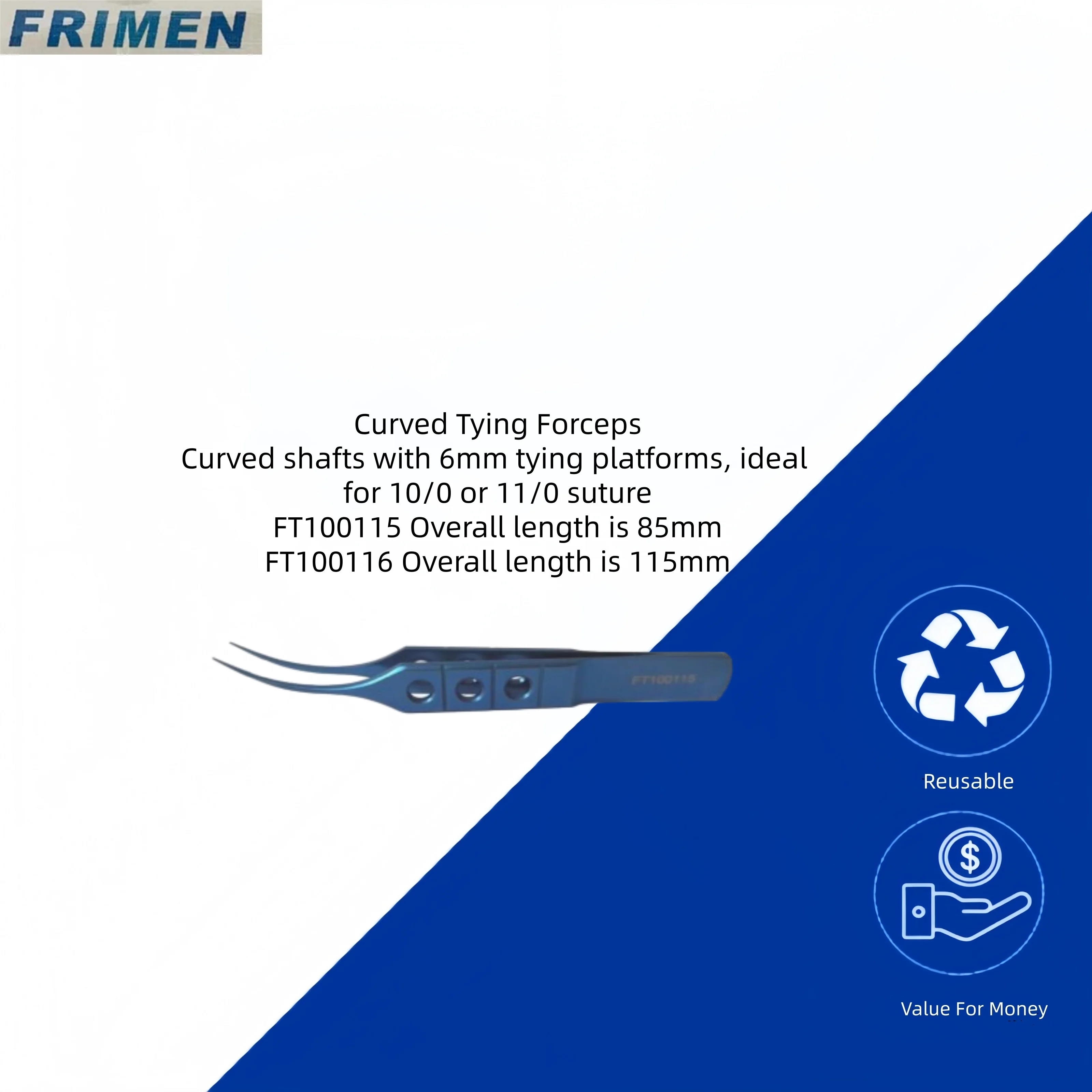 Pinzas de atado curvadas para instrumentos oftálmicos
