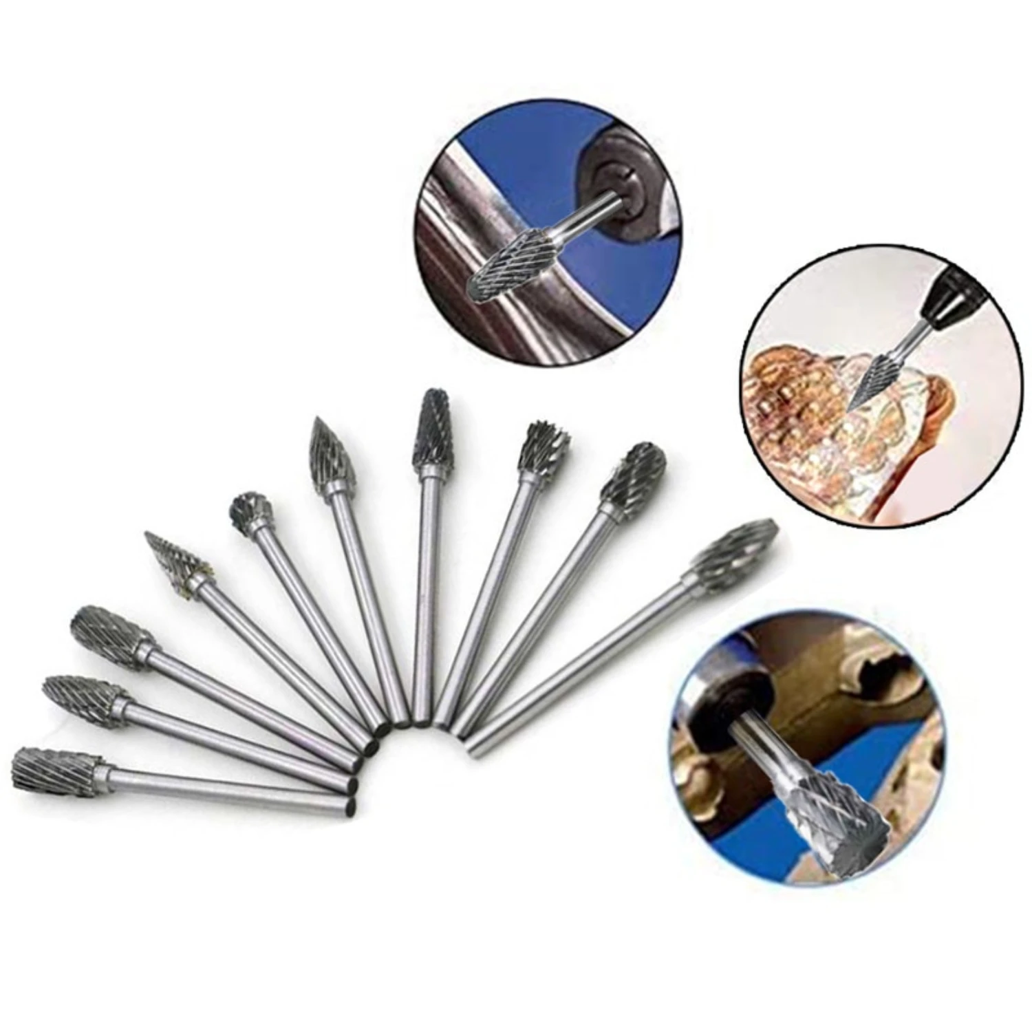 Fine 5Pcs Double Rotary Carbide Tungsten Steel Woodworking Root Carving Cutter - Premium Wood Milling Files Grinding Set