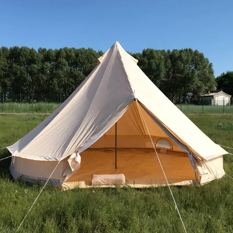 Waterproof pyramid ridge safari canvas fabric desert tent with stove jack