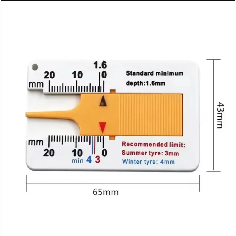 0-20mm Tyre Tread Depth Depthometer Car Wheel Tread Depthometer Tread Ruler Wheel Measure Tool Plastic Measure Tool