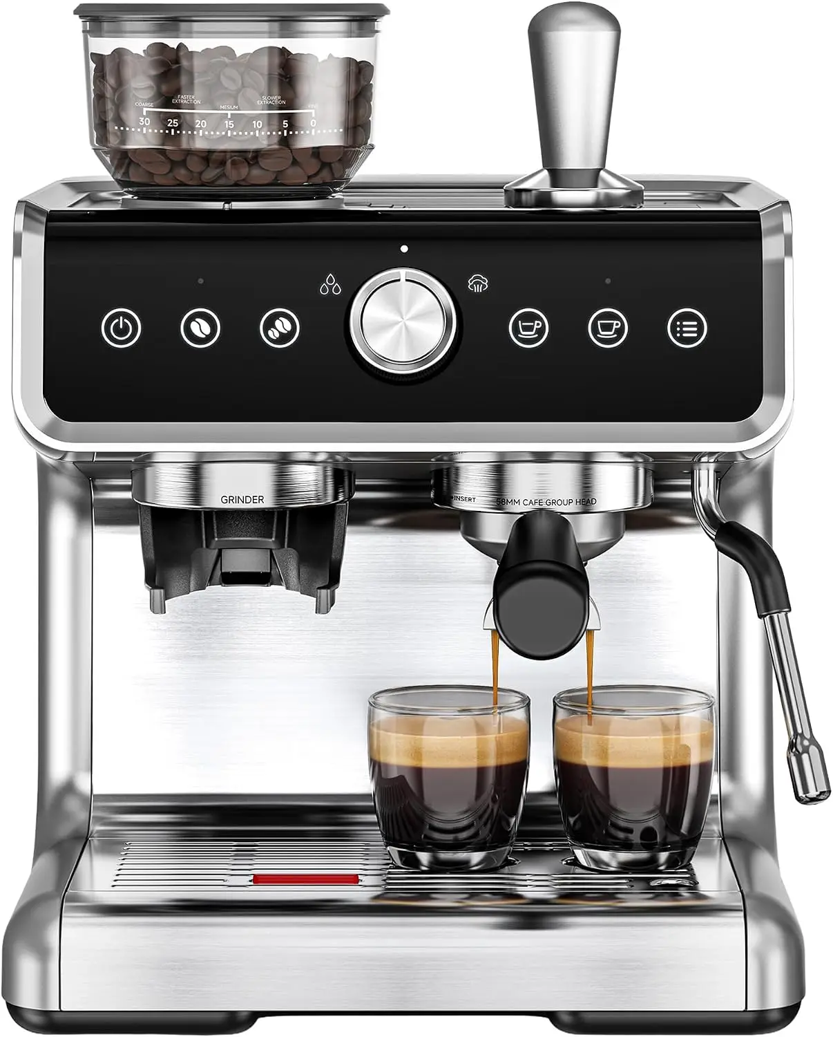 Espresso Machine with Grinder, 20 Bar Professional Espresso Coffee Maker for Home,with Milk Frother for Latte, Cappuccino