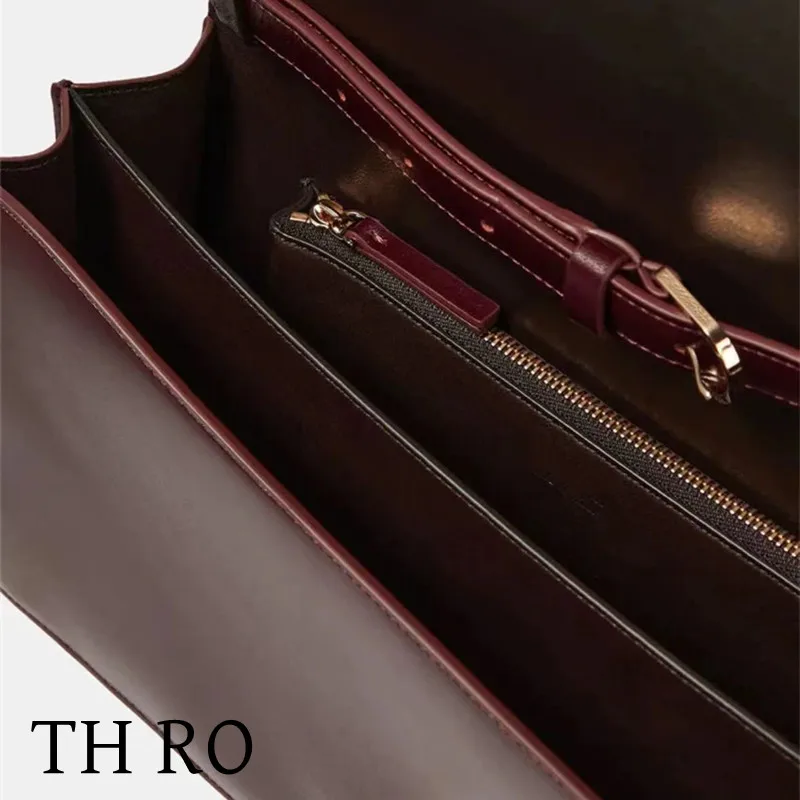 TH RO Women's High end Vintage Minimalist Leather Flip Bag Single Shoulder Underarm Bag Fashionable Commuting Tofu Bag