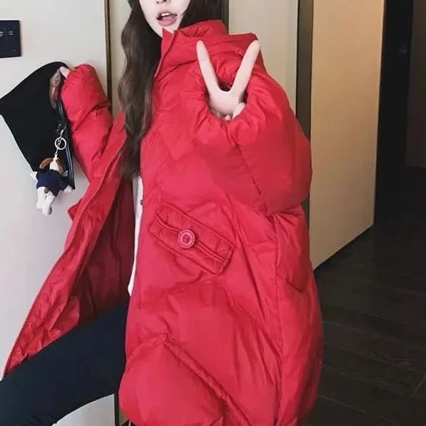 Doudoune femme 2026 nouveau duvet de canard blanc léger version coréenne ample hiver mi-longue chaud manteau à capuche femme Parker