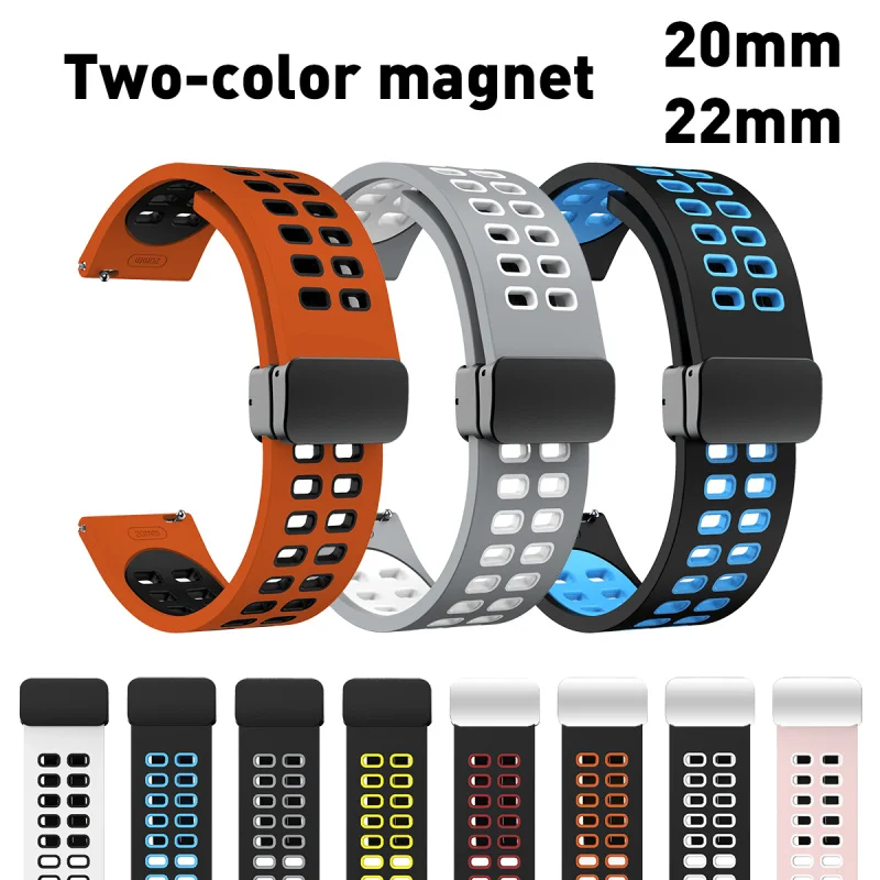 

Two-Tone Magnetic Silicone Watch Strap for Samsung watch7/6/5/4, for Huawei for Garmin，quick release，Sports,comfortable