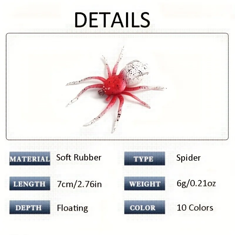 1pc Floating Lure Bait Water Spider Soft Bait Bionic Lure Built-in Steel Ball Artificial Perch Bait Outdoor Fishing Tackle