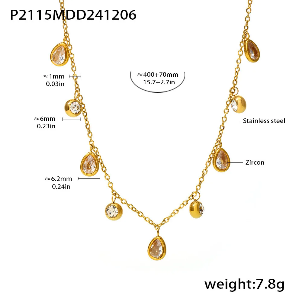 Women's Gold Plated Zircon Water Drop Pendant Necklace