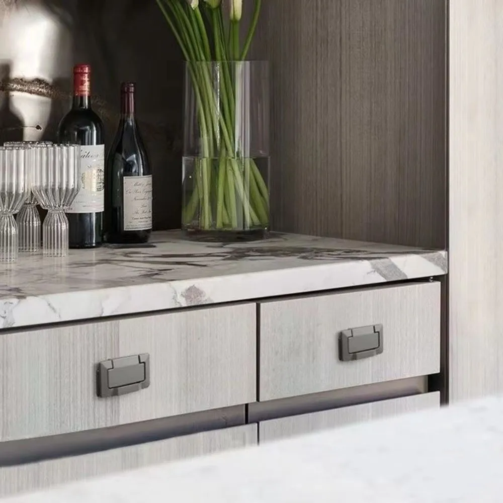 Zinc Alloy Concealed Cabinet Handle Free Punching Durable Invisible Cabinet Pull Brushed Gold Furniture Hardware Handle