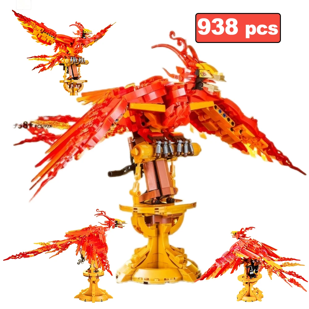 

938PCS MOC Creativity Mechanized Fire Phoenix Model Building Blocks Desktop Ornament Assembling Animal Bricks Toys for Kids Gift