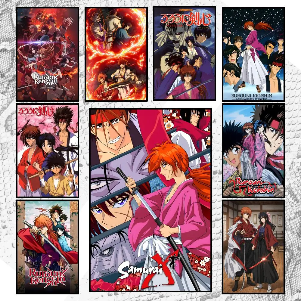 Anime Popular Drama Rurouni Kenshin Poster Wall Art Poster HD Waterproof PP Print Bedroom Living Room Office Decor Gift