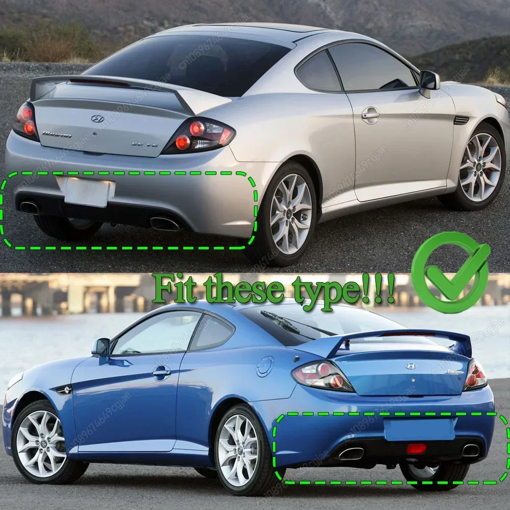 4 Fins For Hyundai Coupe / Tiburon 2007 2008 2009 Car Rear Bumper Glossy Black Diffuser Rear Side Splitters Spoiler Lip ABS