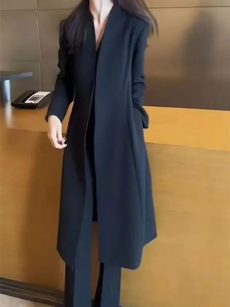 High-Quality Women's Clothing Spring 2026 New Temperament Fashionable Solid Color Clean Version Trench Coat Black Windbreaker - view 6
