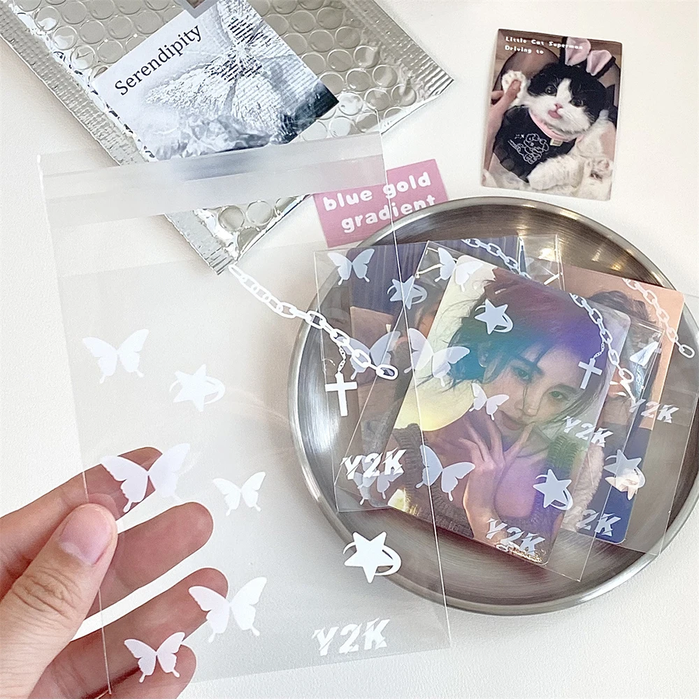 50pcs Photocard Sleeves Self-adhesive Card Cover Transparent Card Protective Sleeve Opp Bag Y2K Photo Card Packaging Supplies