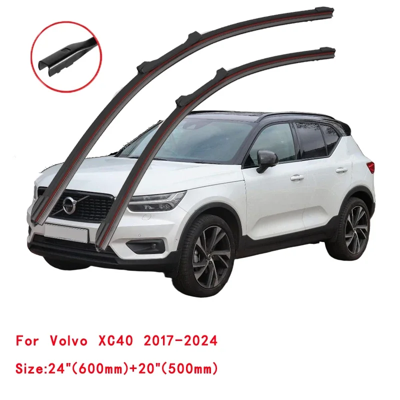 For Volvo XC40 SUV 536 AWD 2017 2018 2019 2020 2021 2022 Red Blue Car Window Brush Double Rubber Windshield Wiper Blade 2