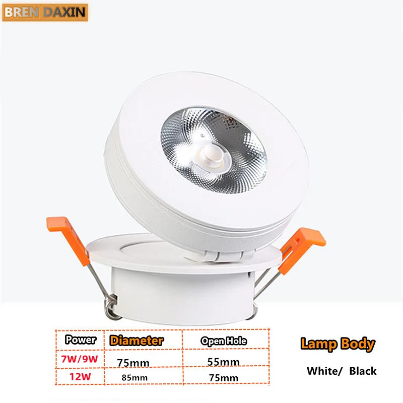 COB Ceiling Recessed Downlight 360degree Rotatable  Dimmable  Slim  90degree Foldable LED Spot Light Indoor lighting