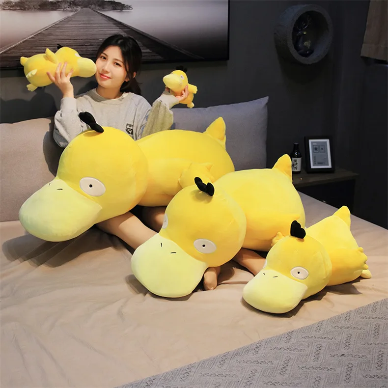 Super Big Size 100cm Pokemon Psyduck Plush Toy Soft Yellow Duck Doll Stuffed Animal Plush Toy Gift for Girlfriend Present Pillow