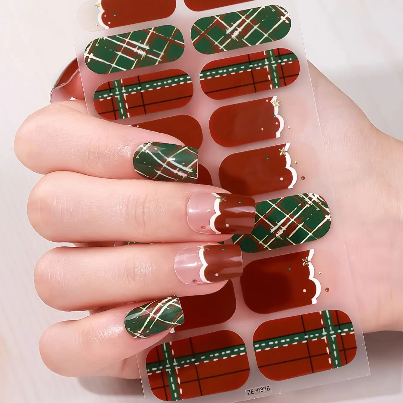 16tips Kerst Winter Sneeuwvlok Sneeuwpop Bakvrije zelfklevende nagelstrips Patch Slider Volledige dekking Nageldecoratie