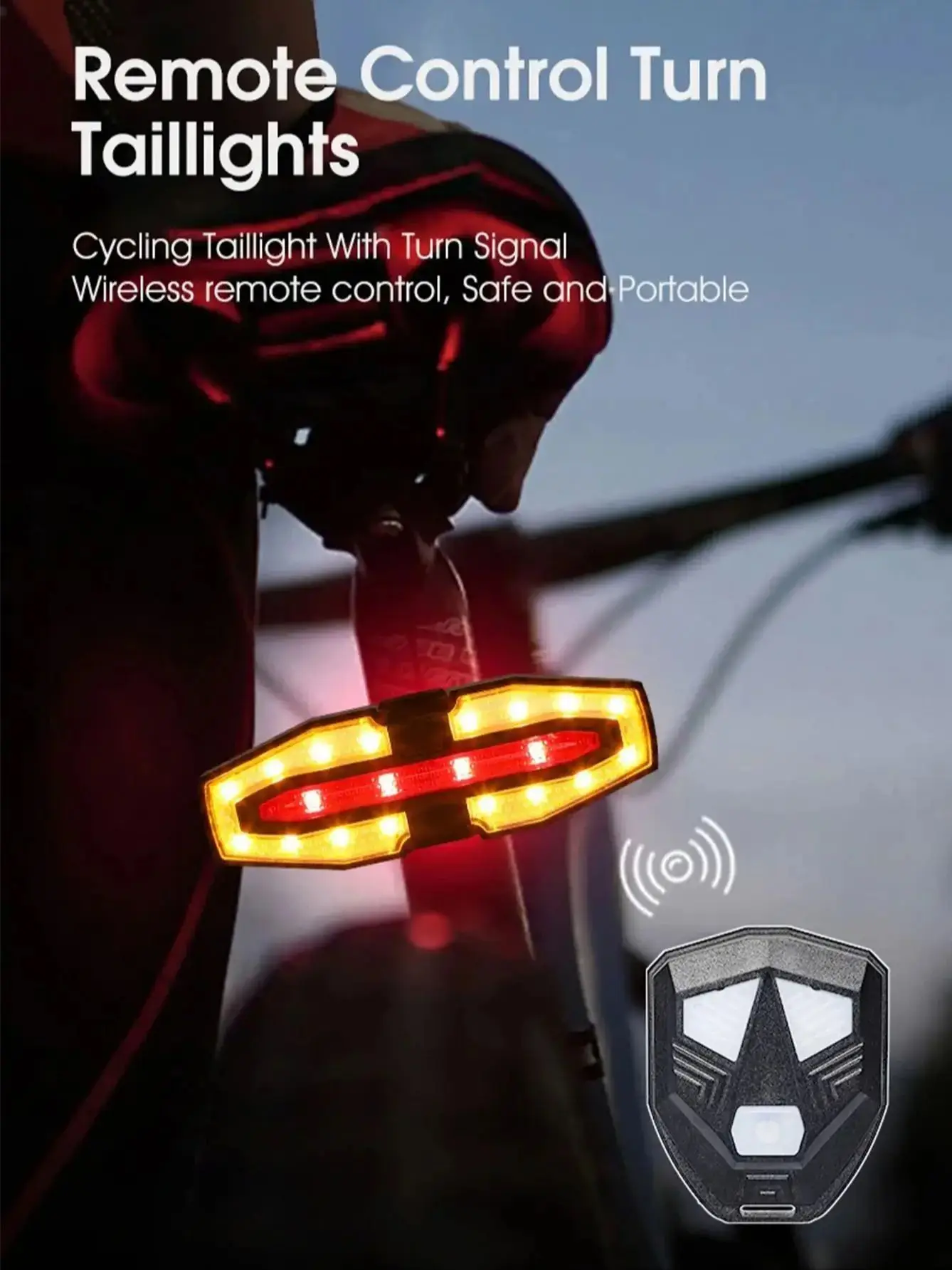 AliExpress Rechargeable Bike Tail Light with Turn Signals Bicycle Rear Light Wireless Remote Control Warning