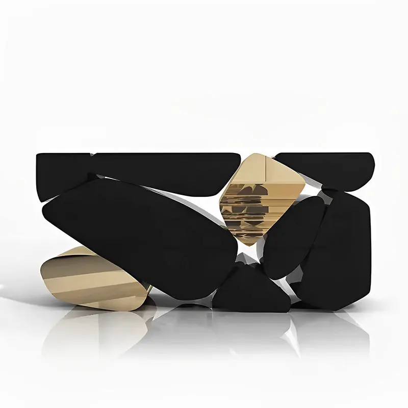 

Creative light luxury entrance table Italian modern wall strip case Stainless steel entrance table Designer villa furniture