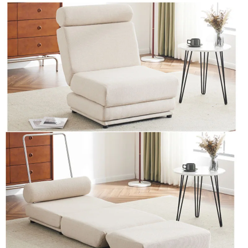 

Single Sofa Chair Foldable Single Sofa Bed with Pillow,Portable Foldable Sofa Bed,Leisure Sofa Chair,Easy to Store,Cream white