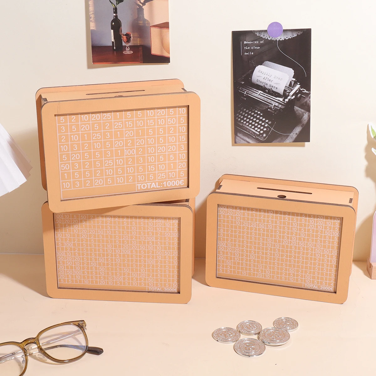 

Цифровая деревянная копилка в стиле ретро, евро, ящик для хранения домашних монет, украшение рабочего стола, соревновательные привычки, креативный подарок