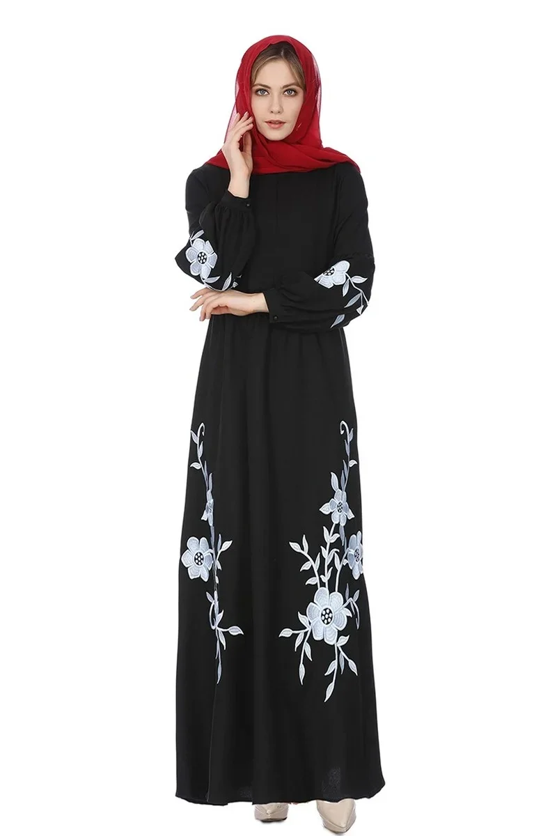 Chiffon Embroidery Abaya Dubai Muslim Dress Women Long Abayas for Women Caftan Marocain Kaftan Islam Eid Mubarak Ramadan Robes