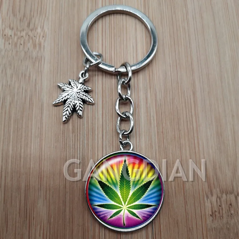 Fashion Maple Leaf Glass DIY Keychain Metal Keychain Keychain Jewelry Maple Pendant Keychain