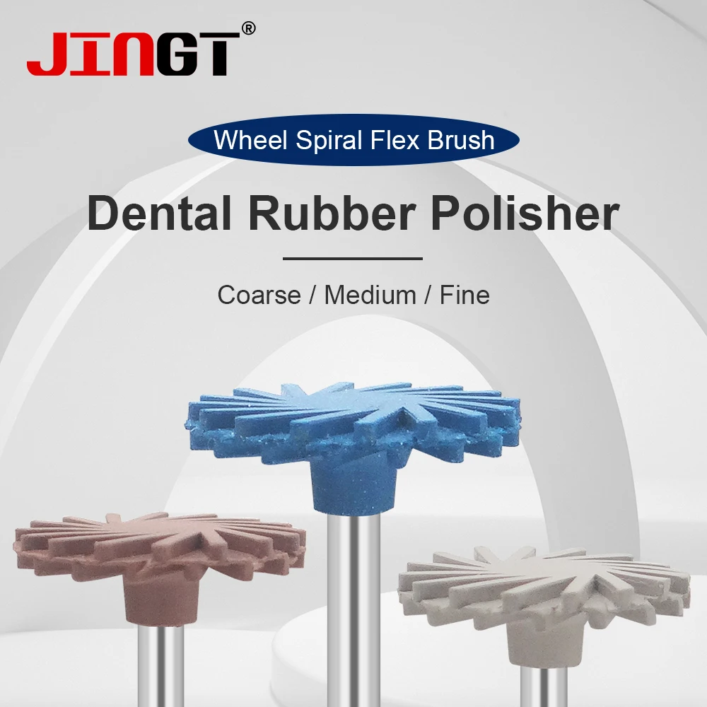 JINGT 3 Pcs Dental Rubber Polisher Composite Resin Polishing Disc Diamond System RA Disc 14mm Wheel Spiral Flex Brush Burs